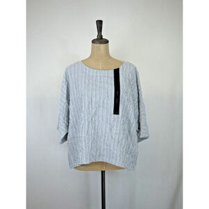 NWT Ever Sassy #63145 Black & White Top w/ Zipper Embellishment #0245 LARGE